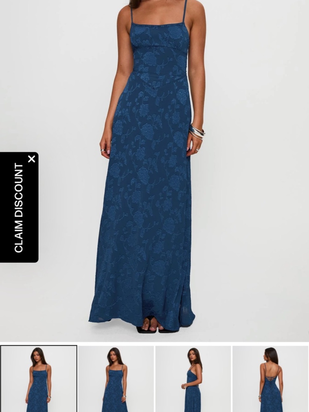 Princess Polly- South Of France Maxi Dress-Navy